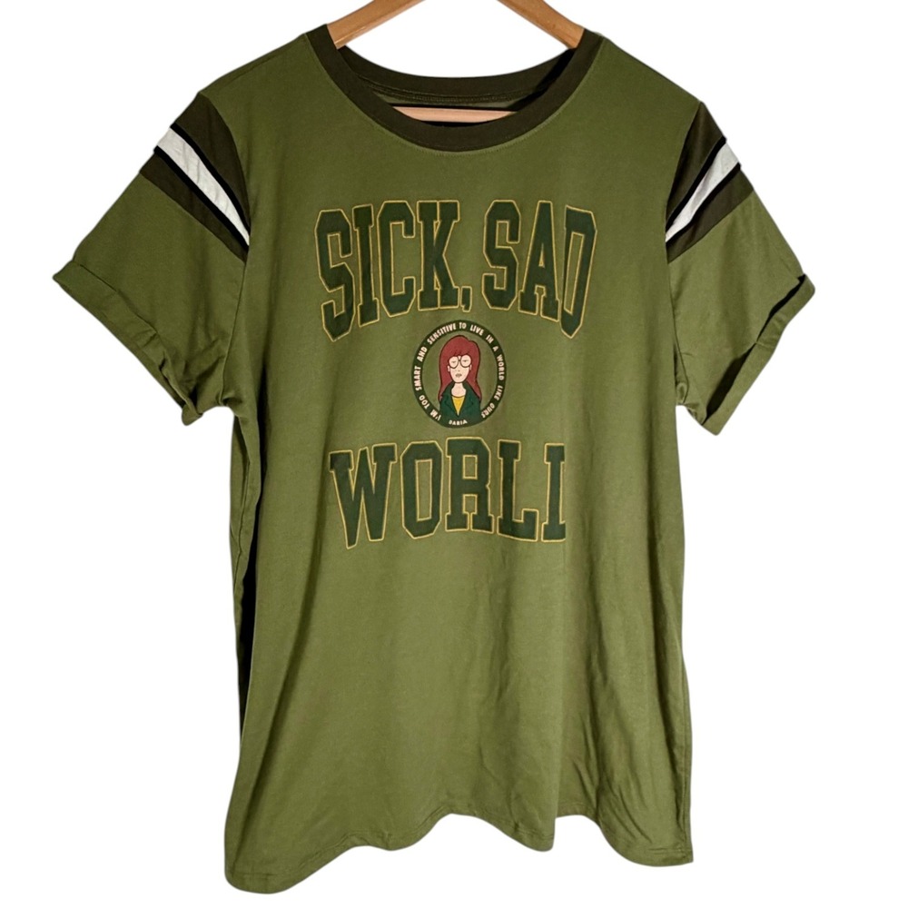Torrid Women's Daria Sick Sad World T Shirt Green 2